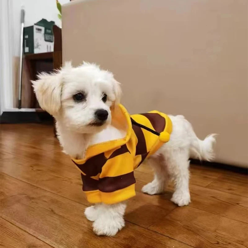 Yellow Bee Pet Hoodie – Fleece Dog & Cat Costume for Halloween, Cosplay & Winter Warmth