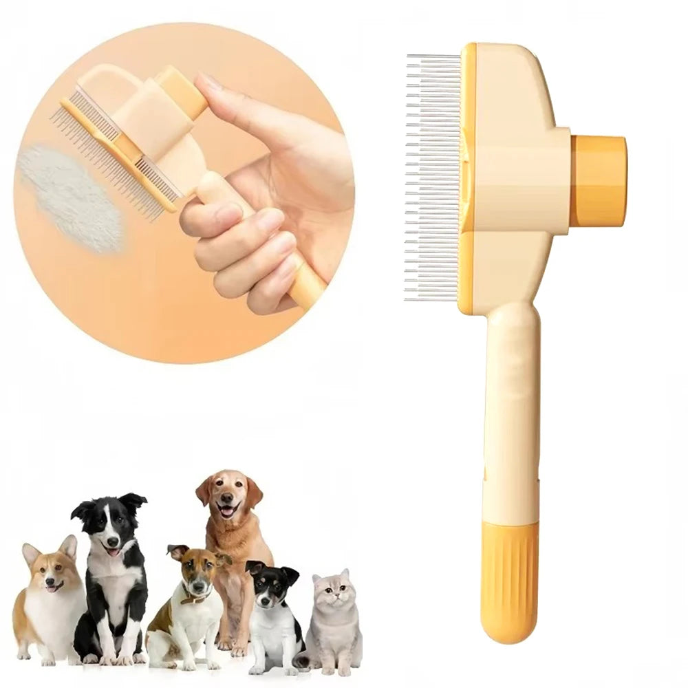 Yellow Self-Cleaning Slicker Brush for Dogs and Cats