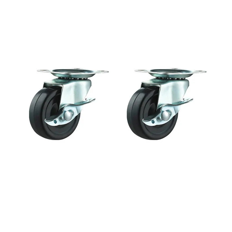 2 Pack Rubber Furniture Casters with Brake, 1.5–2 Inch