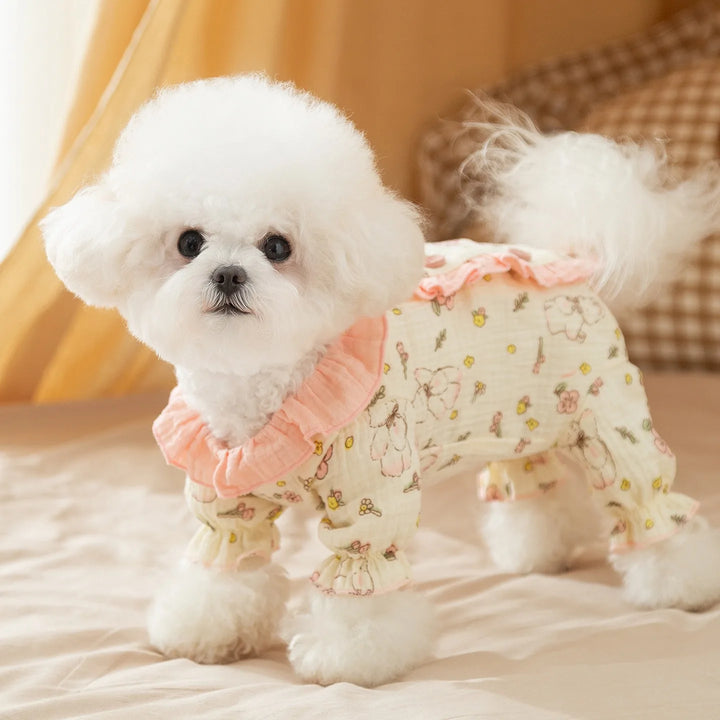 Animal Print Dog Pajamas – Warm Winter Clothes for Small Dogs, Bichon, Teddy & Four-Legged Pet Outfits
