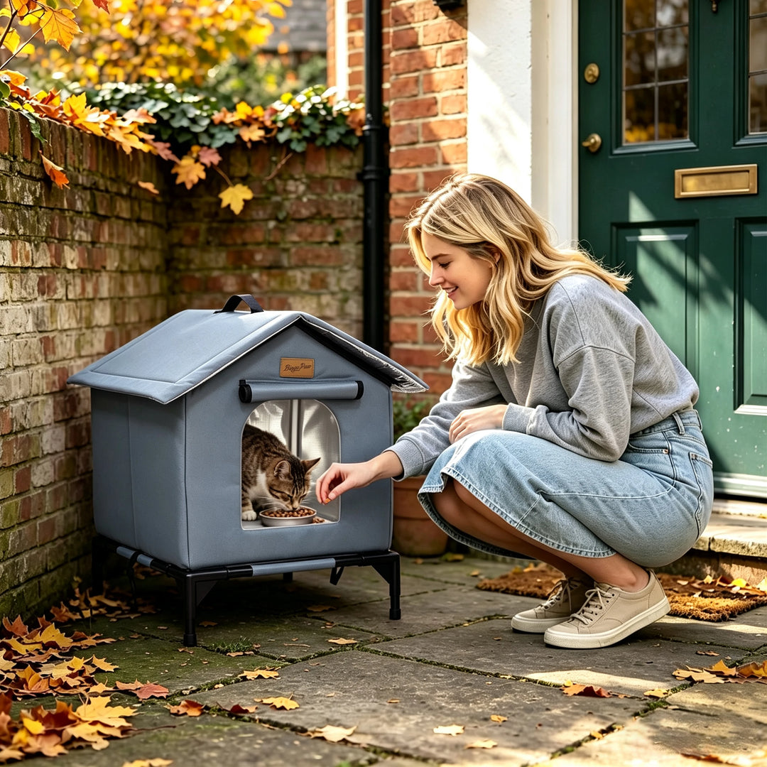 BingoPaw Insulated Outdoor Cat House Waterproof Shelter