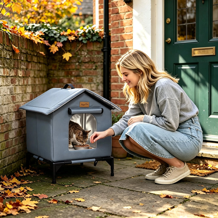 BingoPaw Insulated Outdoor Cat House Waterproof Shelter