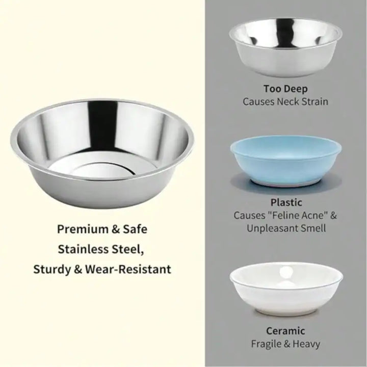 Gray Stainless Steel Dog and Cat Bowl for Travel