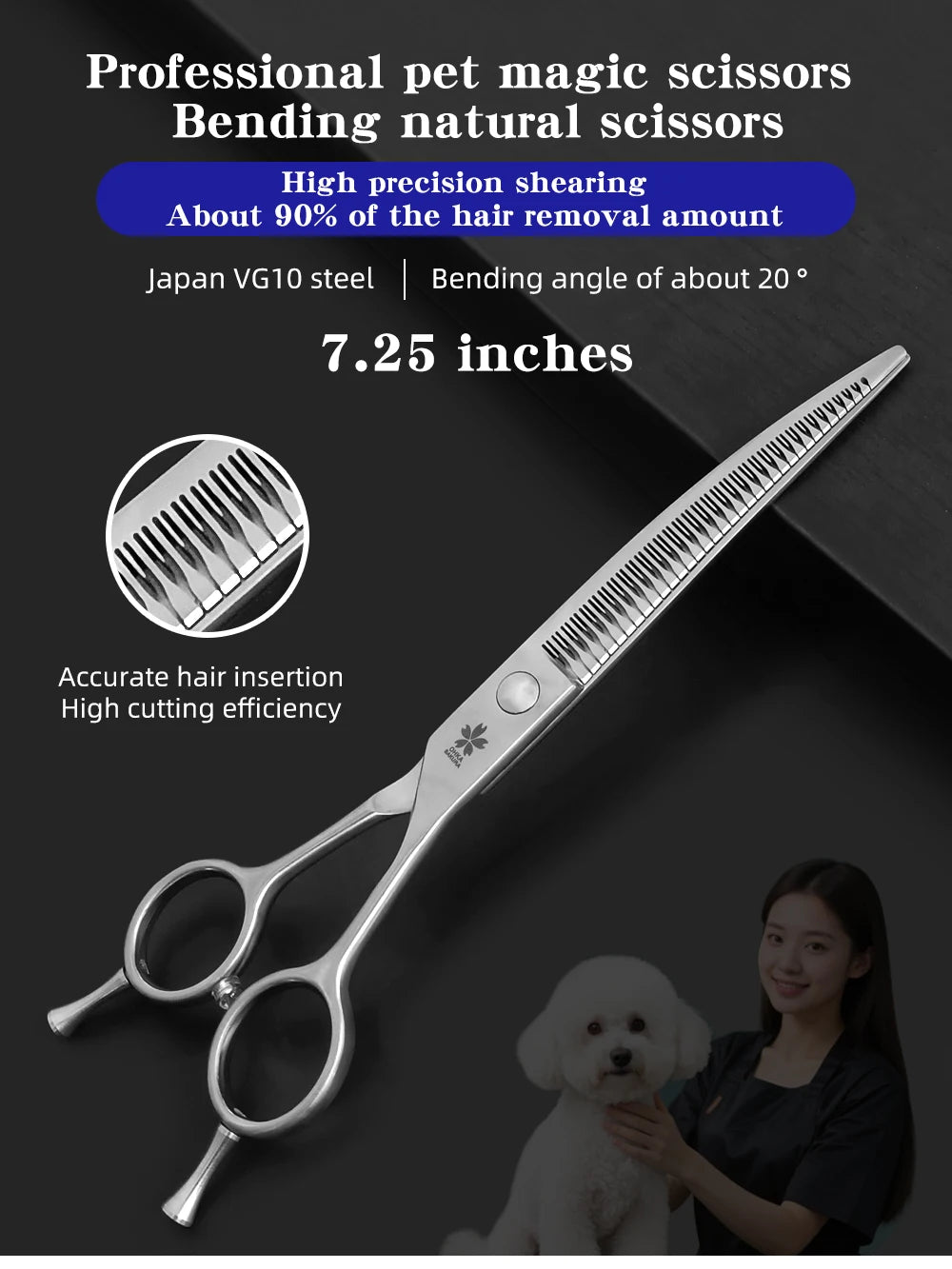 7.25 Inch VG10 Steel Professional Pet Grooming Scissors