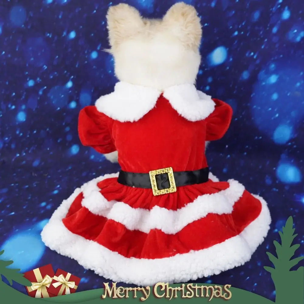 Cute Santa Claus Pet Dress – Soft Breathable Christmas Outfit for Dogs & Cats | Warm Winter Skirt for Puppies & Kittens