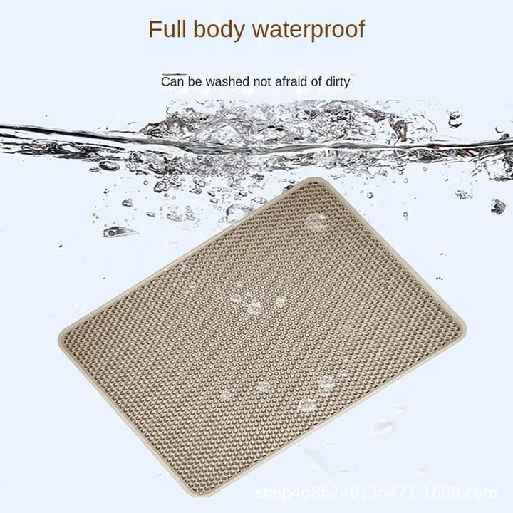 Large Waterproof Cat Litter Mat – Double Layer, Non-Slip, Washable Pad for Litter Boxes