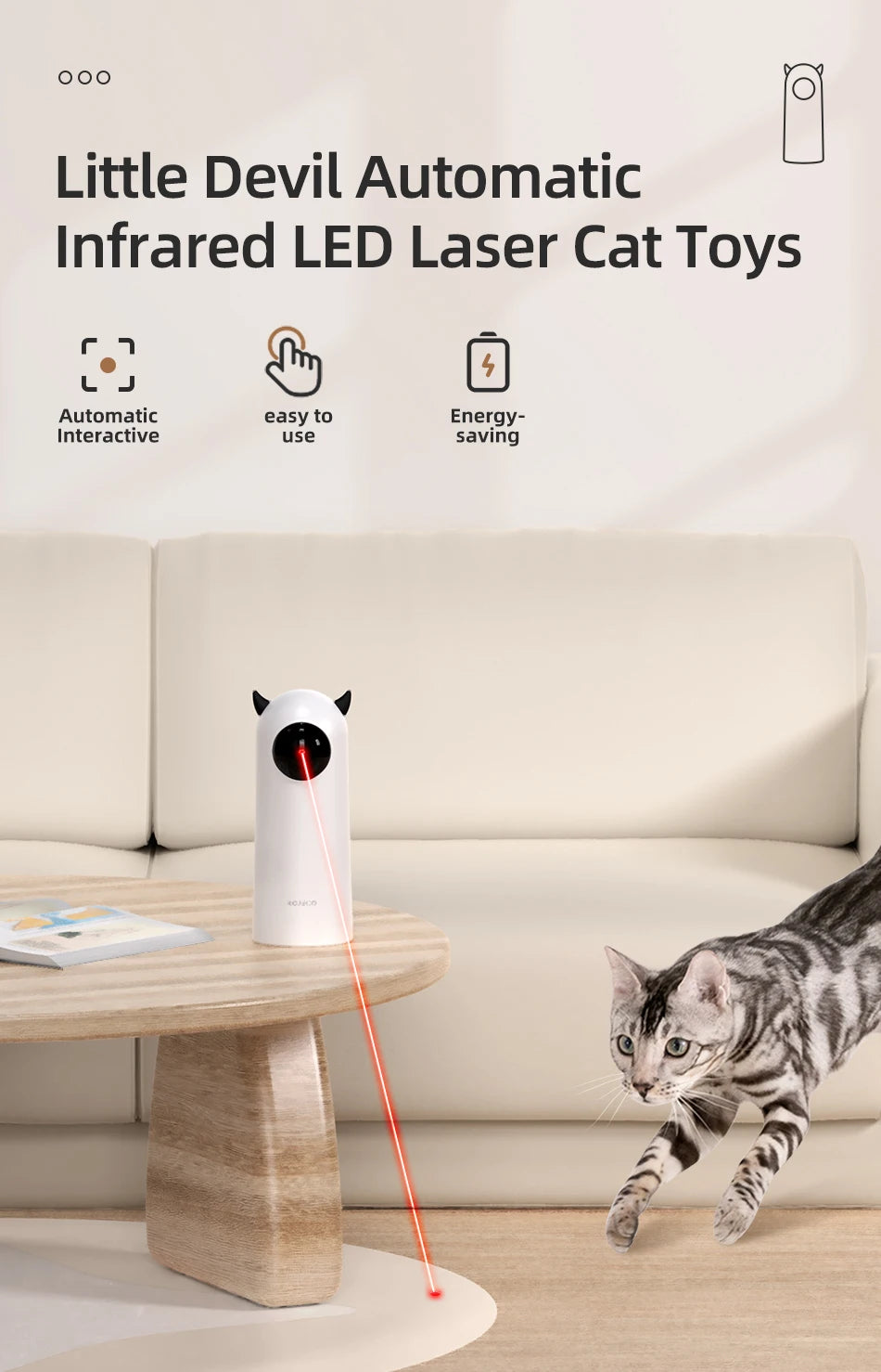 ROJECO Interactive Laser Cat Toy for Indoor Pet Play