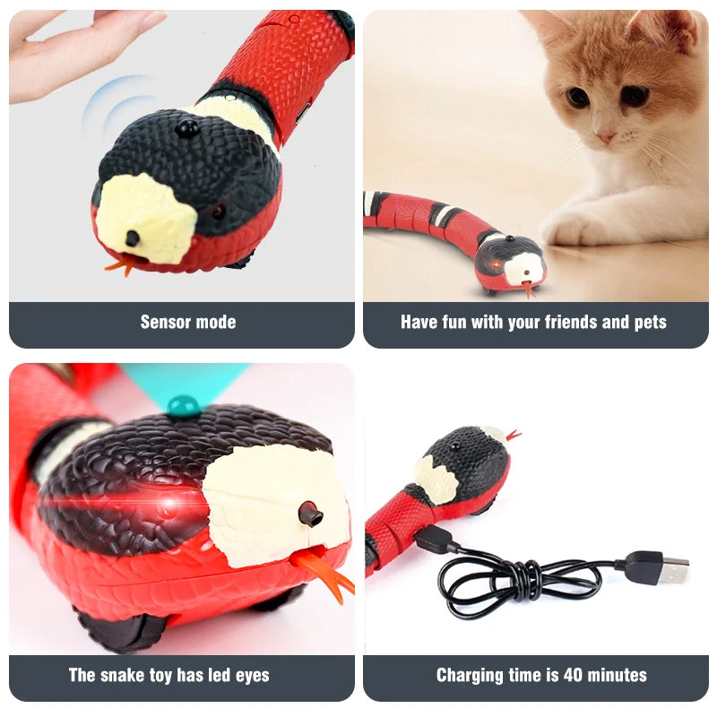 Smart Sensing USB Rechargeable Snake Toy for Cats