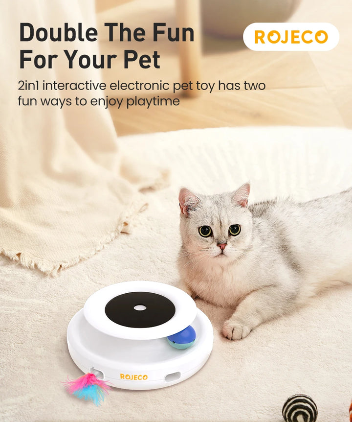 ROJECO 2-in-1 Interactive Cat Feather Ball Toy Set
