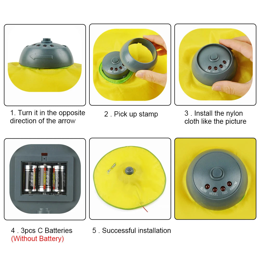 Automatic Cat Toy Plate with Moving Feather, 4 Speeds