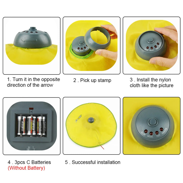 Automatic Cat Toy Plate with Moving Feather, 4 Speeds