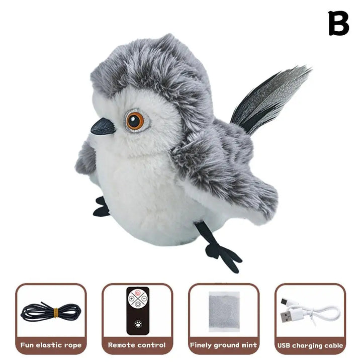 Interactive Flapping Bird Cat Toy with Chirping Sound Sparrow