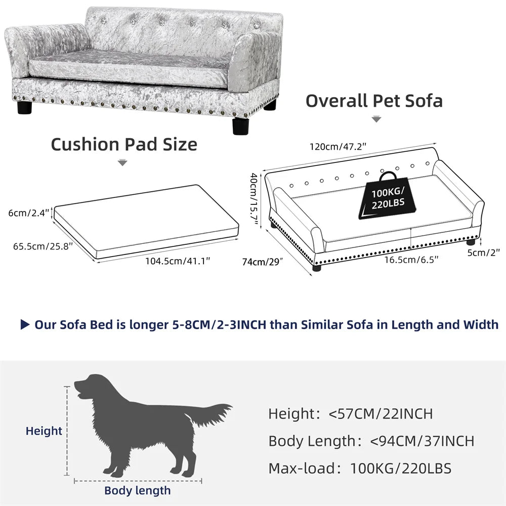 Large-Luxury Sofa Pet Bed – Cushioned & Durable