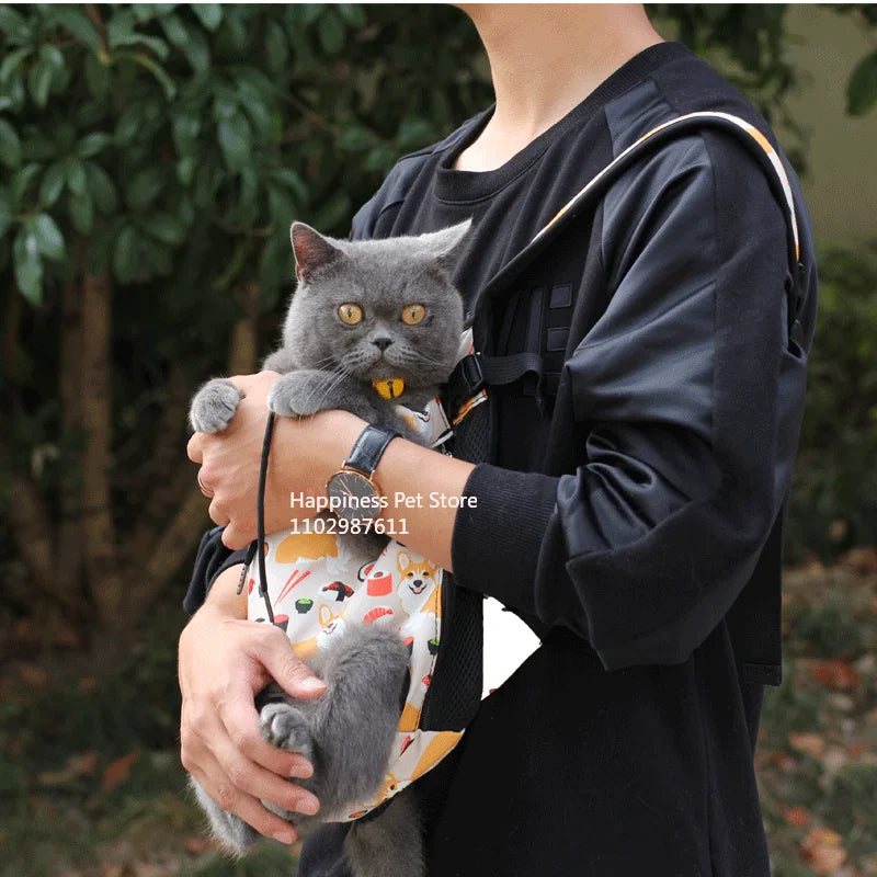 Upgraded Adjustable Cat & Dog Carrier Backpack – Portable Pet Travel Bag for Outdoor Hiking, Camping & Chest Carry