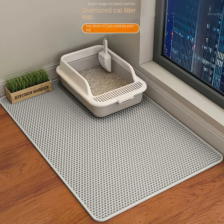 Large Waterproof Cat Litter Mat – Double Layer, Non-Slip, Washable Pad for Litter Boxes