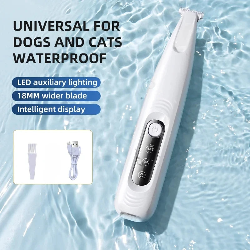 Rechargeable Dog Paw Trimmer with LED Light and Display