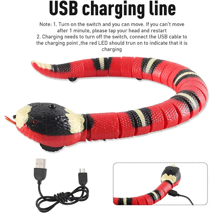 Smart Sensing USB Rechargeable Snake Toy for Cats