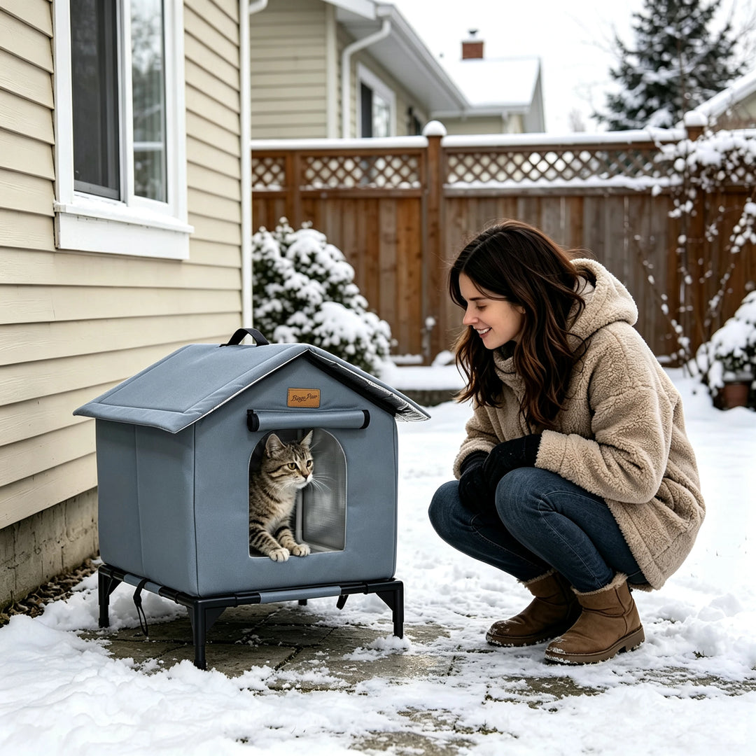 BingoPaw Insulated Outdoor Cat House Waterproof Shelter