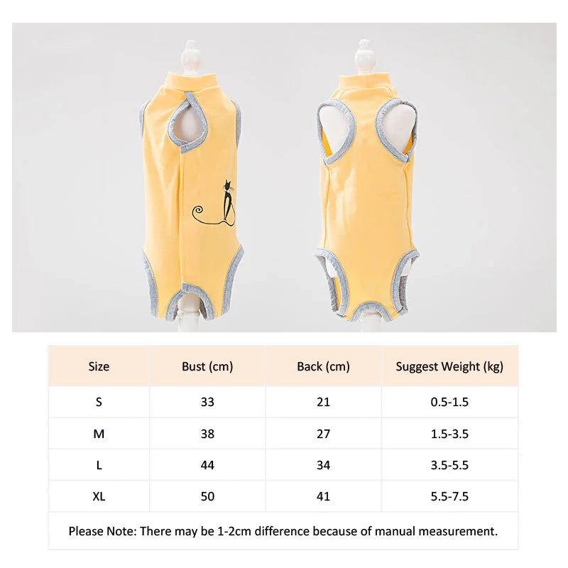 Breathable Pet Recovery Suit – Anti-Lick Surgery Clothes for Dogs & Cats, Protective Vest for Small Pets