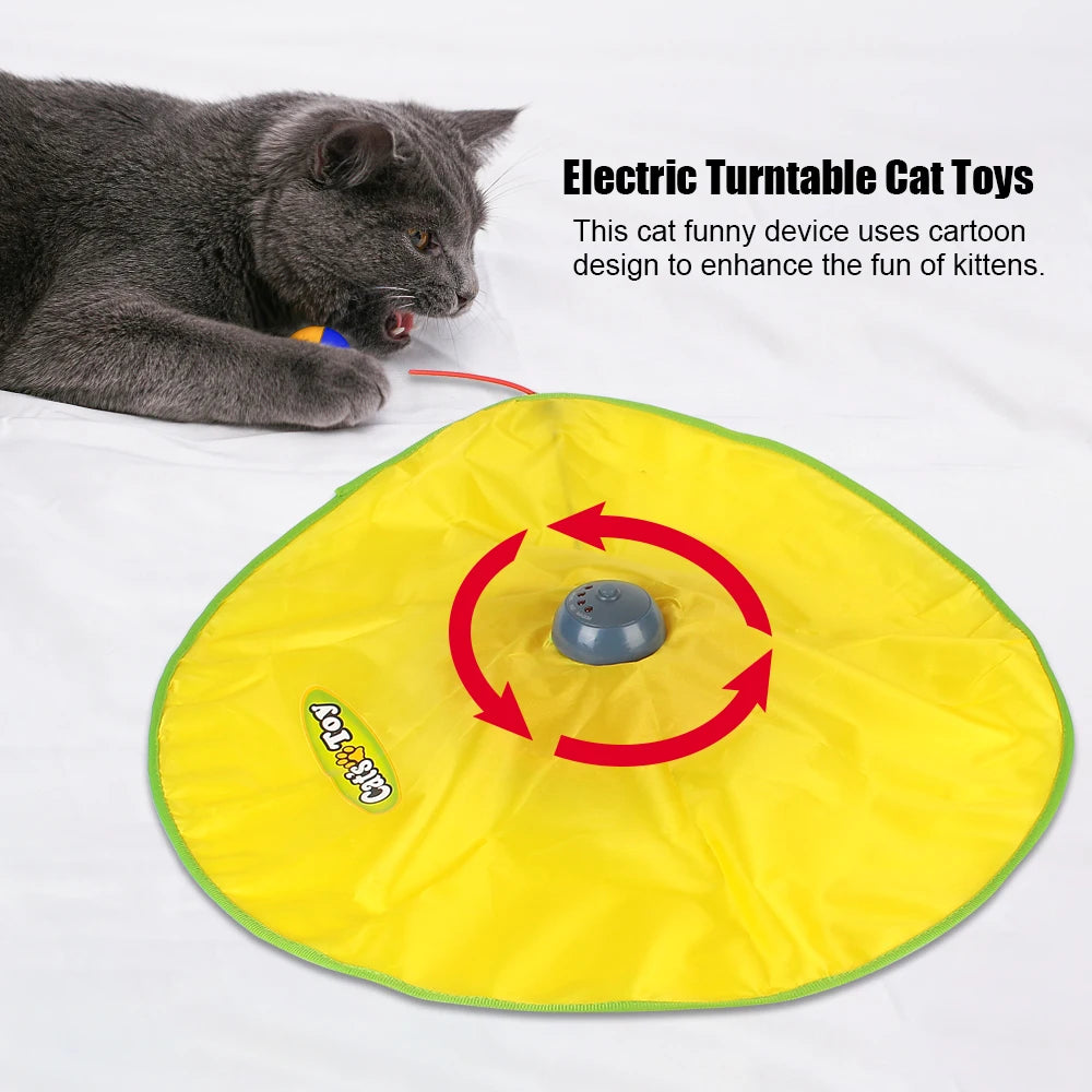 Automatic Cat Toy Plate with Moving Feather, 4 Speeds