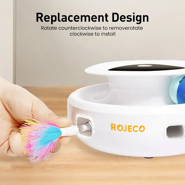 ROJECO 2-in-1 Interactive Cat Feather Ball Toy Set