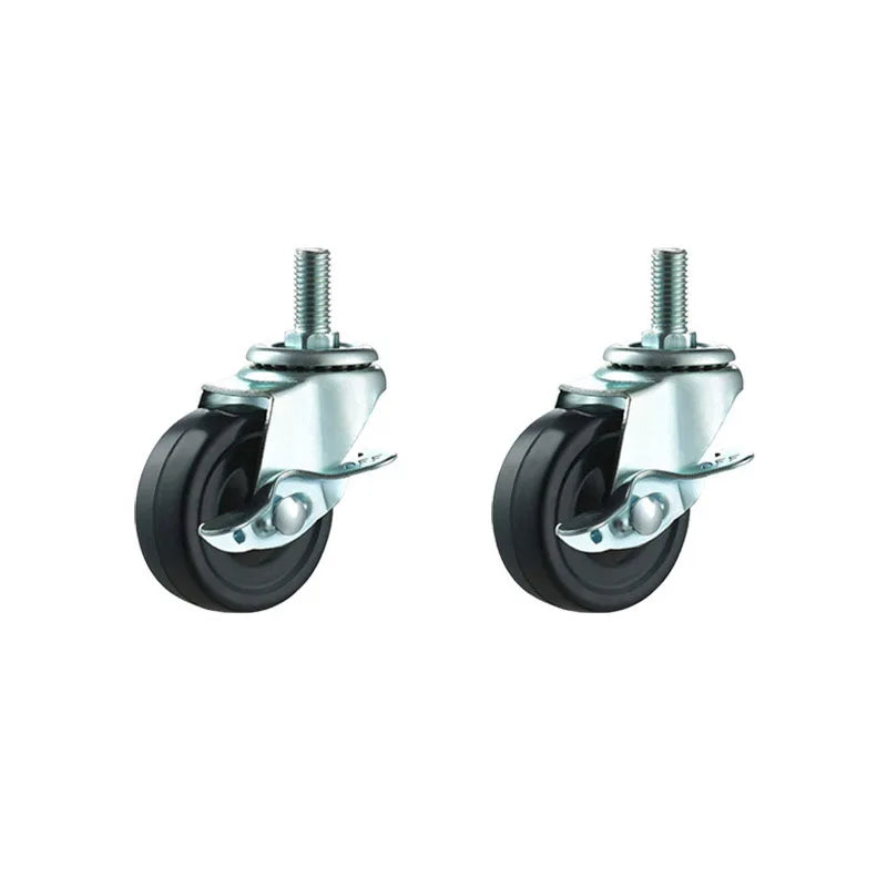 2 Pack Rubber Furniture Casters with Brake, 1.5–2 Inch