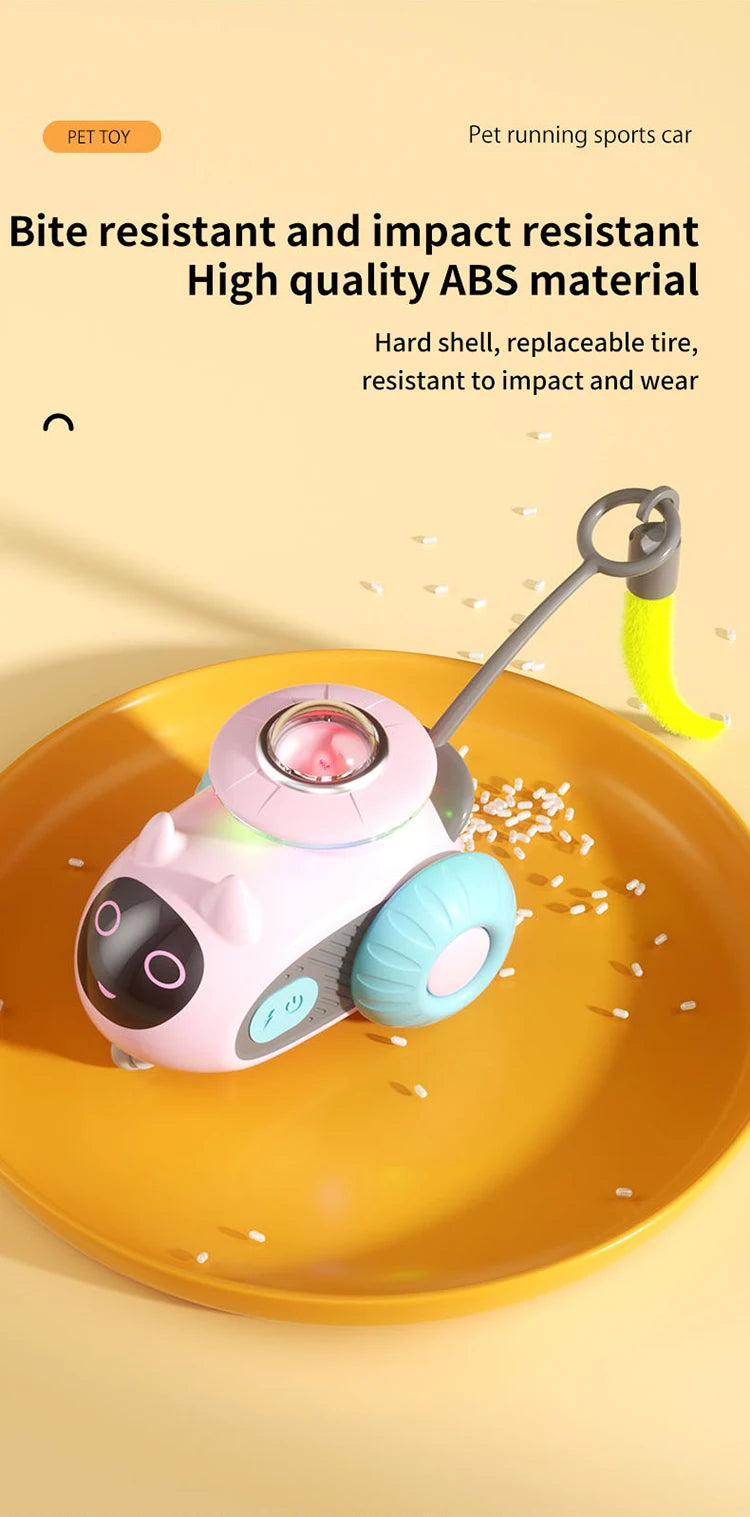 Smart Automatic Cat Toy Car with Feather Teaser