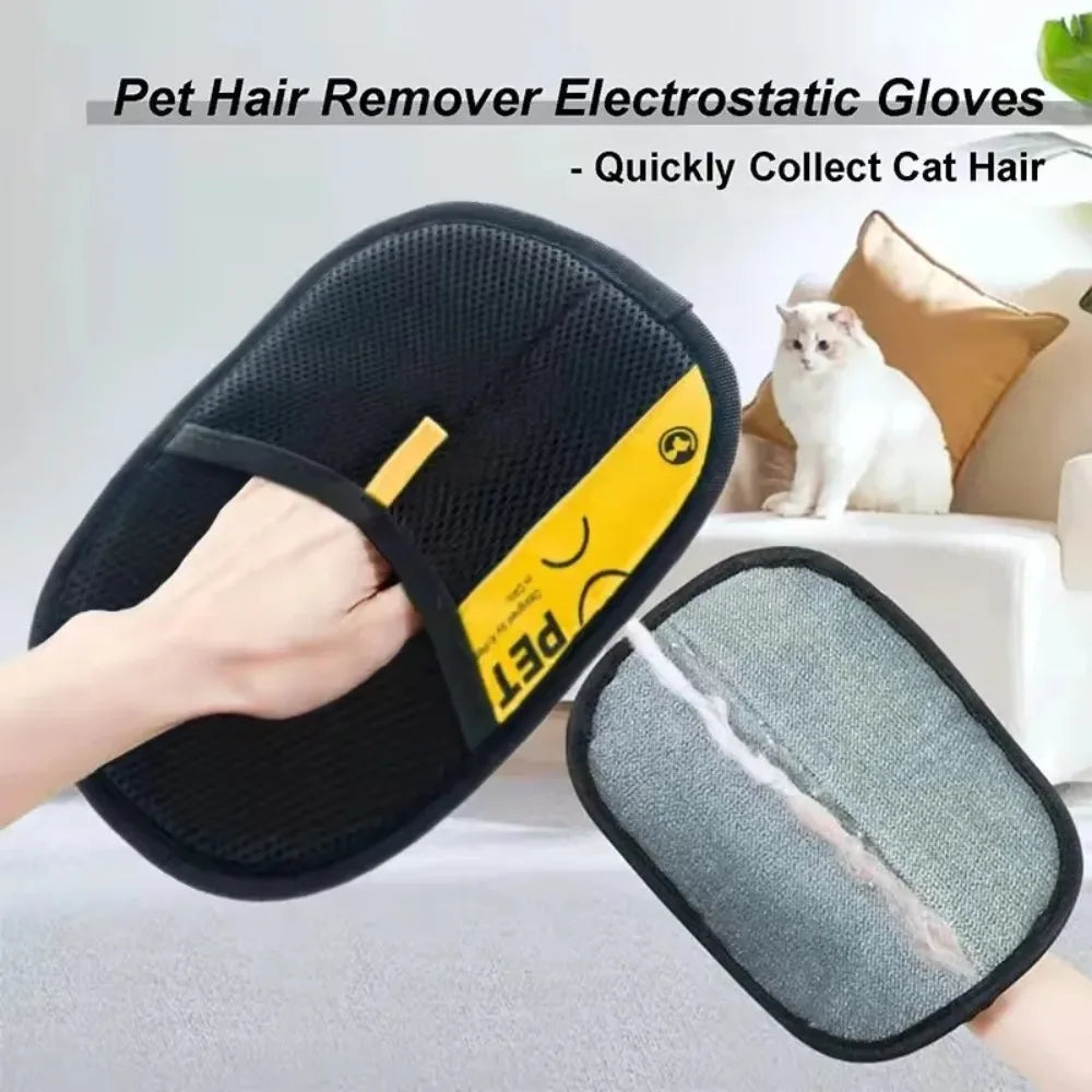 Portable Pet Hair Remover Gloves for Clothes and Furniture
