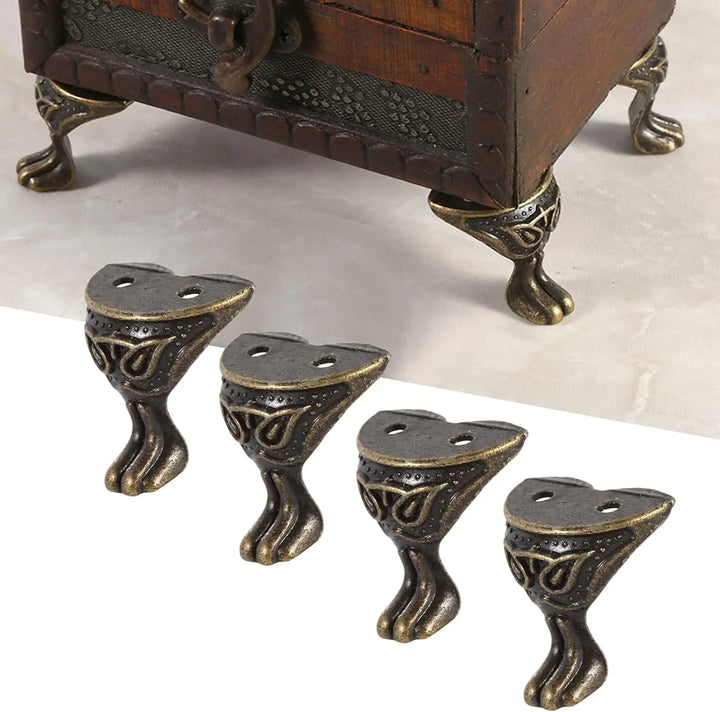 4Pcs Antique Metal Jewelry Box Feet in Bronze Gold Silver