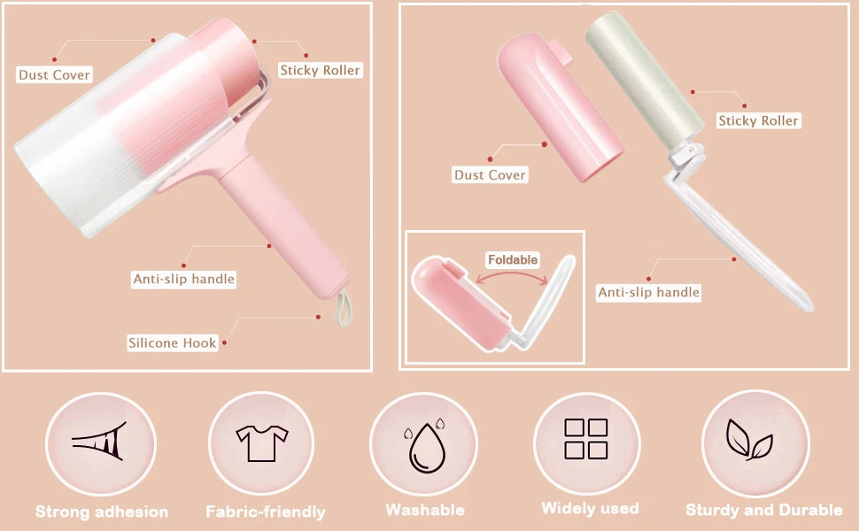 Reusable Washable Lint Roller 2 Pack for Pet Hair