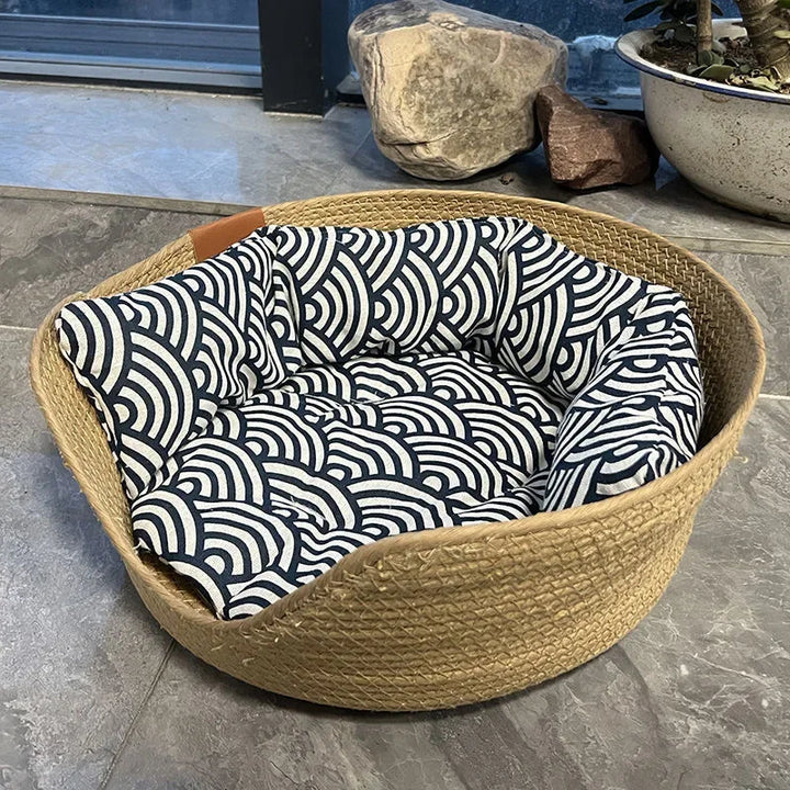 Four-Season Pet Nest Bed – Cozy Sleeping Bag Basket for Cats & Small Dogs