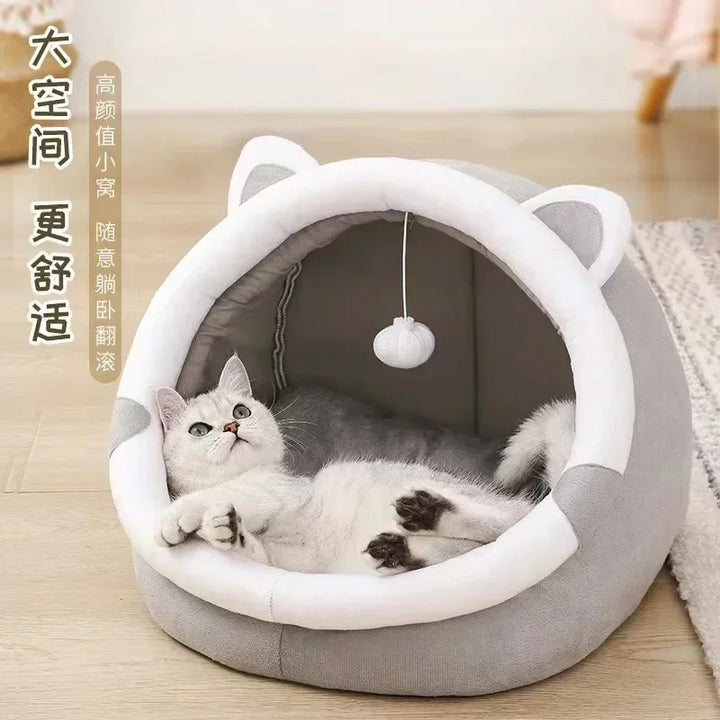 Round Cat Bed House – Cozy Pet Nest & Sleeping Cave for Kittens
