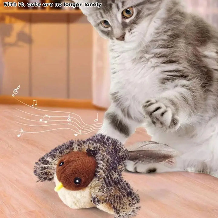 Interactive Flapping Bird Cat Toy with Chirping Sound Sparrow