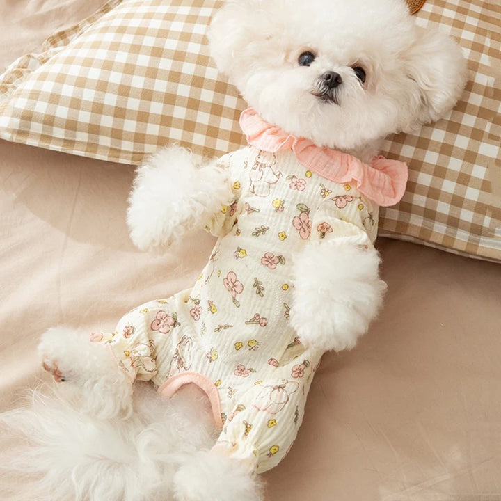 Animal Print Dog Pajamas – Warm Winter Clothes for Small Dogs, Bichon, Teddy & Four-Legged Pet Outfits