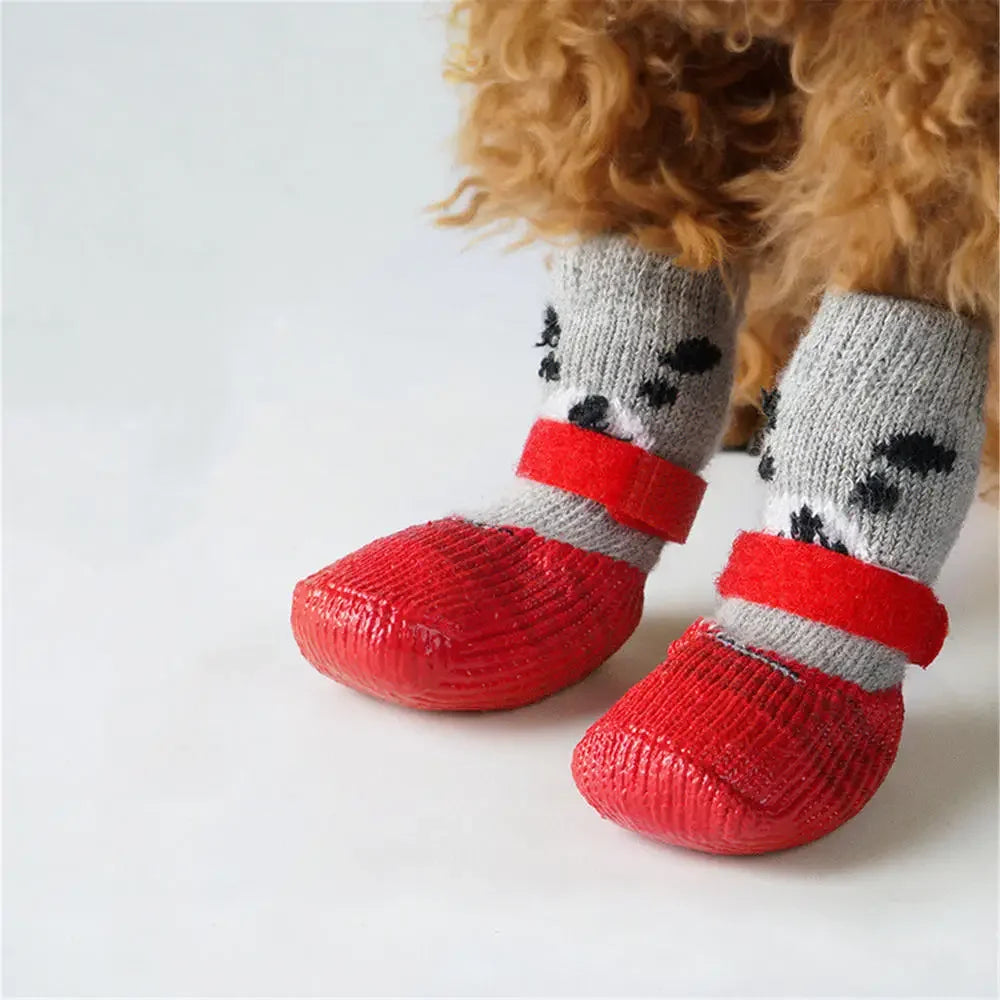 **Waterproof Anti-Scratch Knit Pet Socks for Small Dogs & Cats**