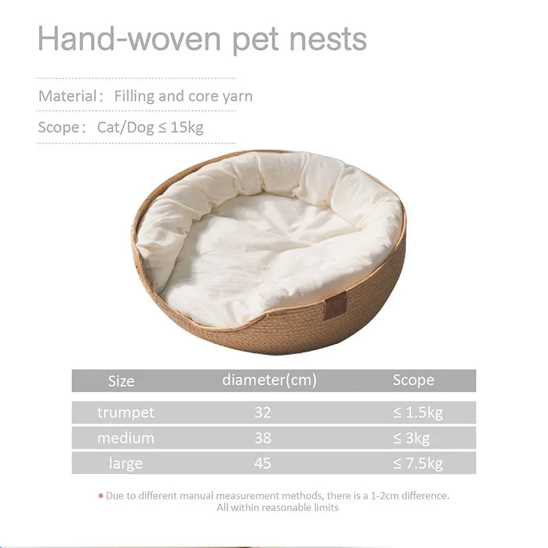 Four-Season Pet Nest Bed – Cozy Sleeping Bag Basket for Cats & Small Dogs