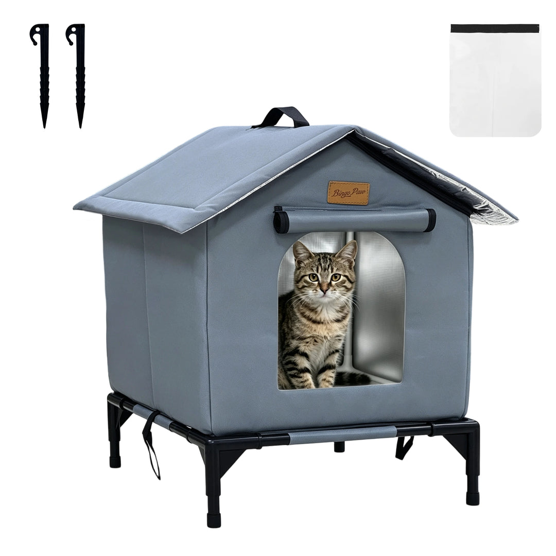BingoPaw Insulated Outdoor Cat House Waterproof Shelter