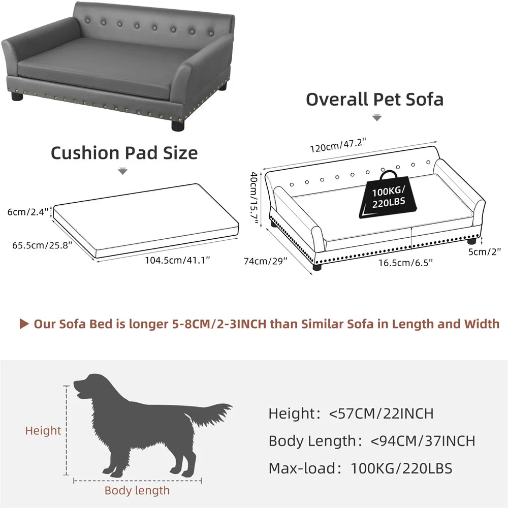 Large-Luxury Sofa Pet Bed – Cushioned & Durable