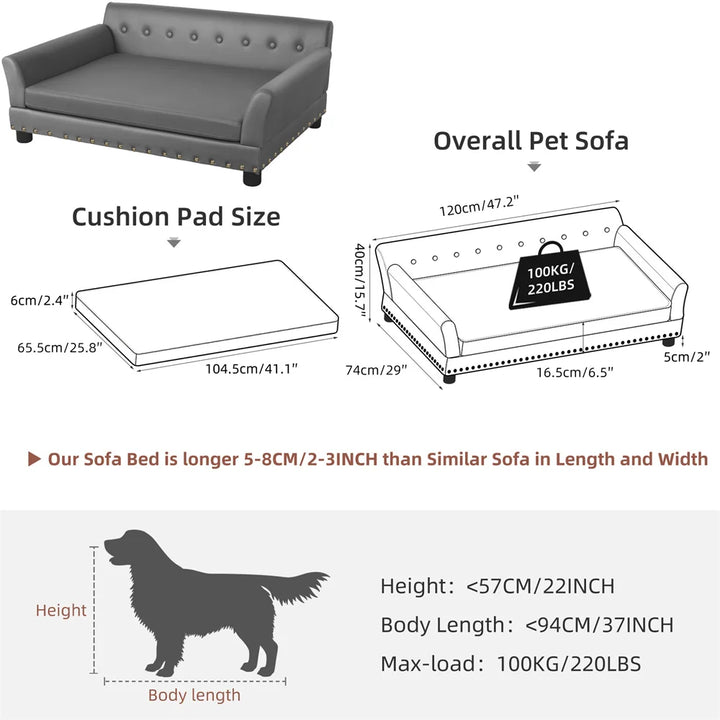 Large-Luxury Sofa Pet Bed – Cushioned & Durable