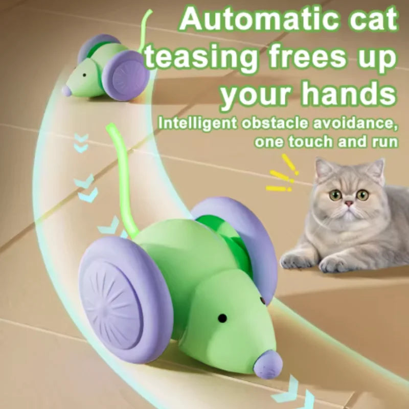 Rechargeable Electric Mouse Cat Toy with Obstacle Avoidance