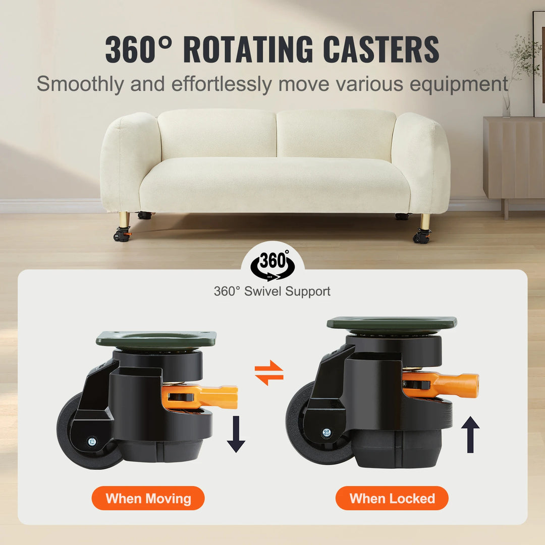 SucceBuy Heavy Duty Leveling Casters with Adjustable Feet
