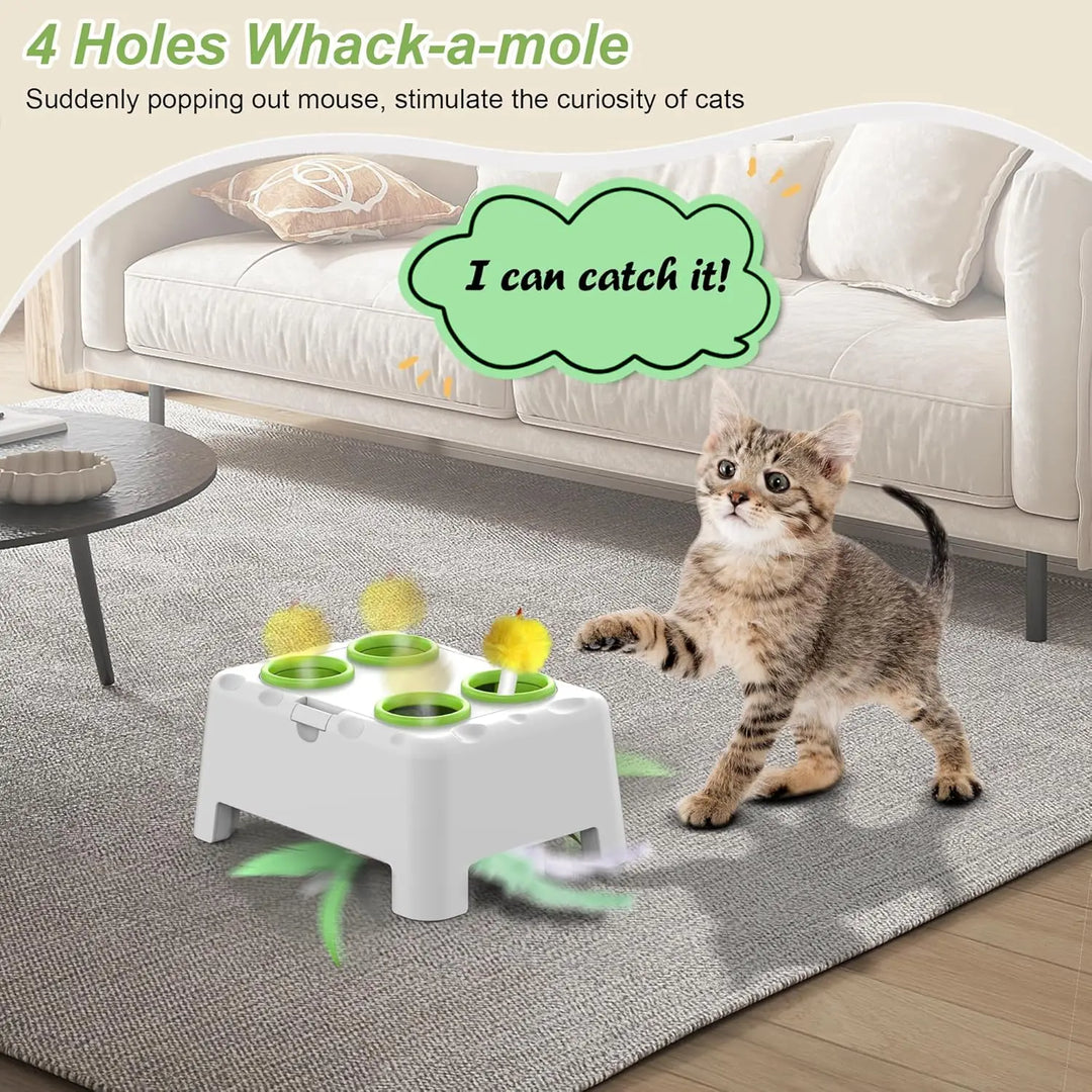 Rechargeable Whack a Mole Interactive Cat Toy for Pets
