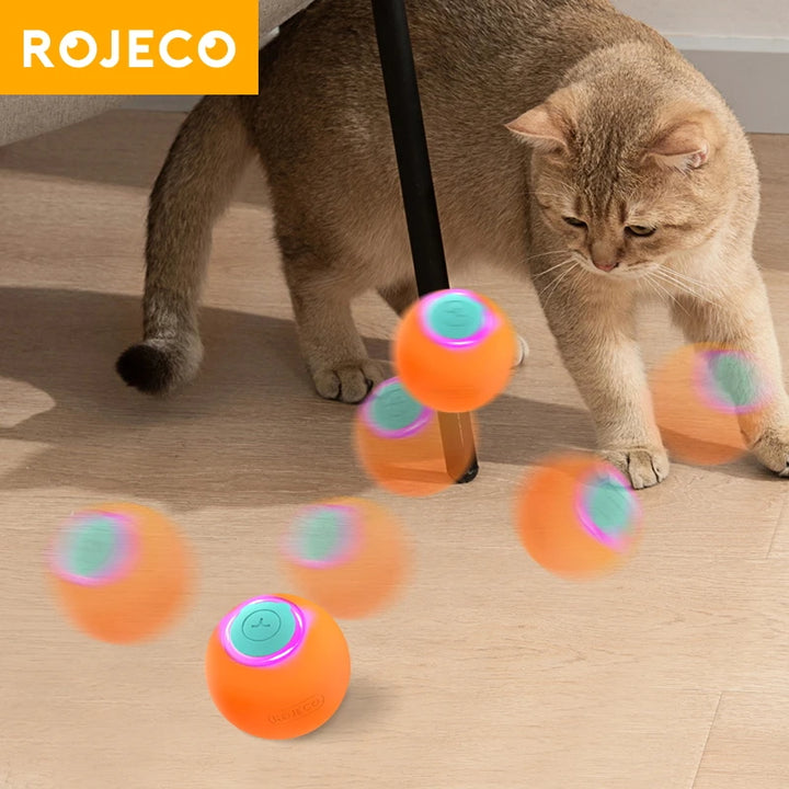 ROJECO Automatic Bouncing Ball Cat Toy with LED Lights