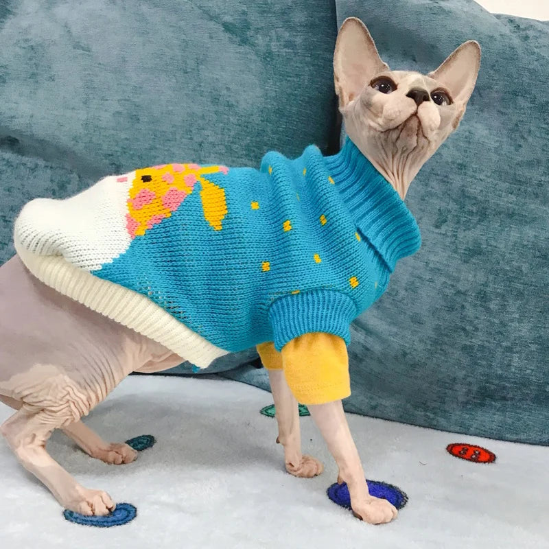 Cute Cat Sweater – Warm Winter Pullover for Cats & Kittens | Soft Knit Pet Clothes for Sphynx & Small Pets