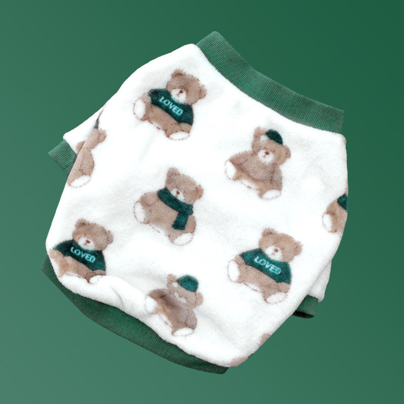 French Style Winter Dog Pajamas – Warm Plush Pet Clothes for Corgis & Small Dogs
