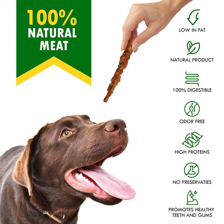 Dog Smoked Rawhide Sticks Wrapped Chicken, Pet Natural Chew Treats Grain Free Organic