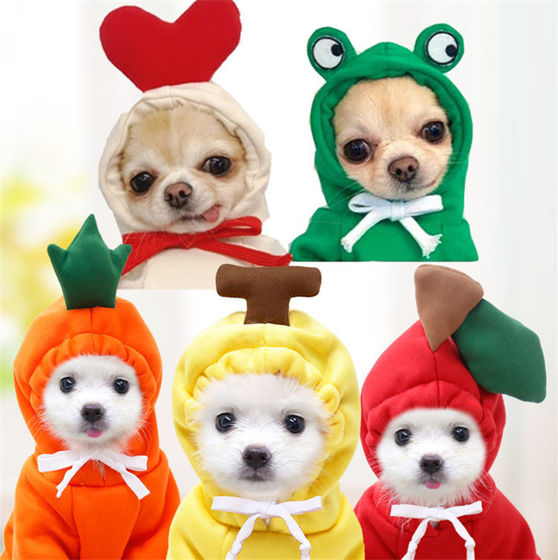Cute Fruit Dog Hoodie – Warm Fleece Winter Clothes for Small Dogs, Cats, Chihuahua & Puppy Outfits