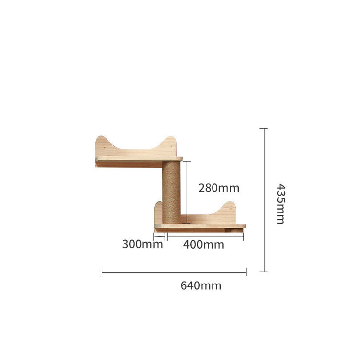 Wall-Mounted Solid Wood Cat Climbing Platform & Ladder