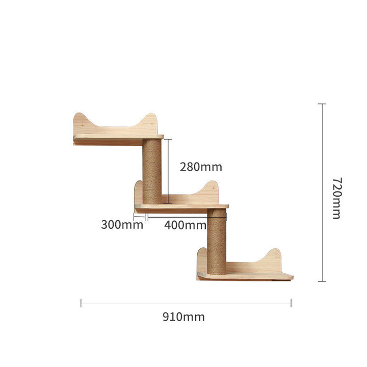 Wall-Mounted Solid Wood Cat Climbing Platform & Ladder