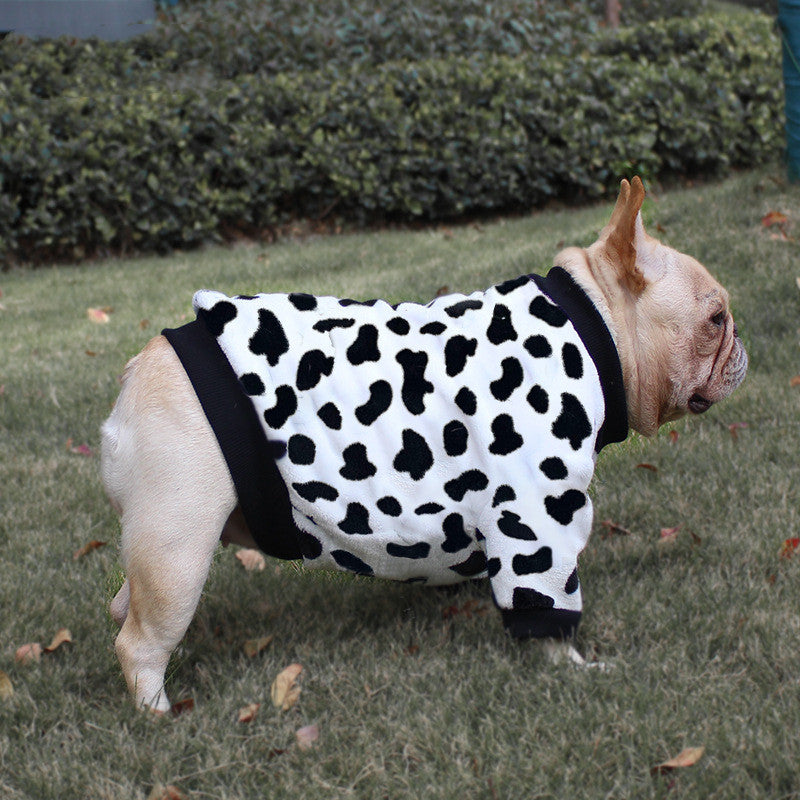 French Style Winter Dog Pajamas – Warm Plush Pet Clothes for Corgis & Small Dogs